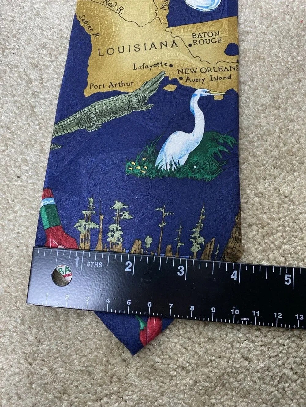 VTG Tabasco Crawfish Louisiana Silk Tie Made in USA Cajun Food Alligator Novelty